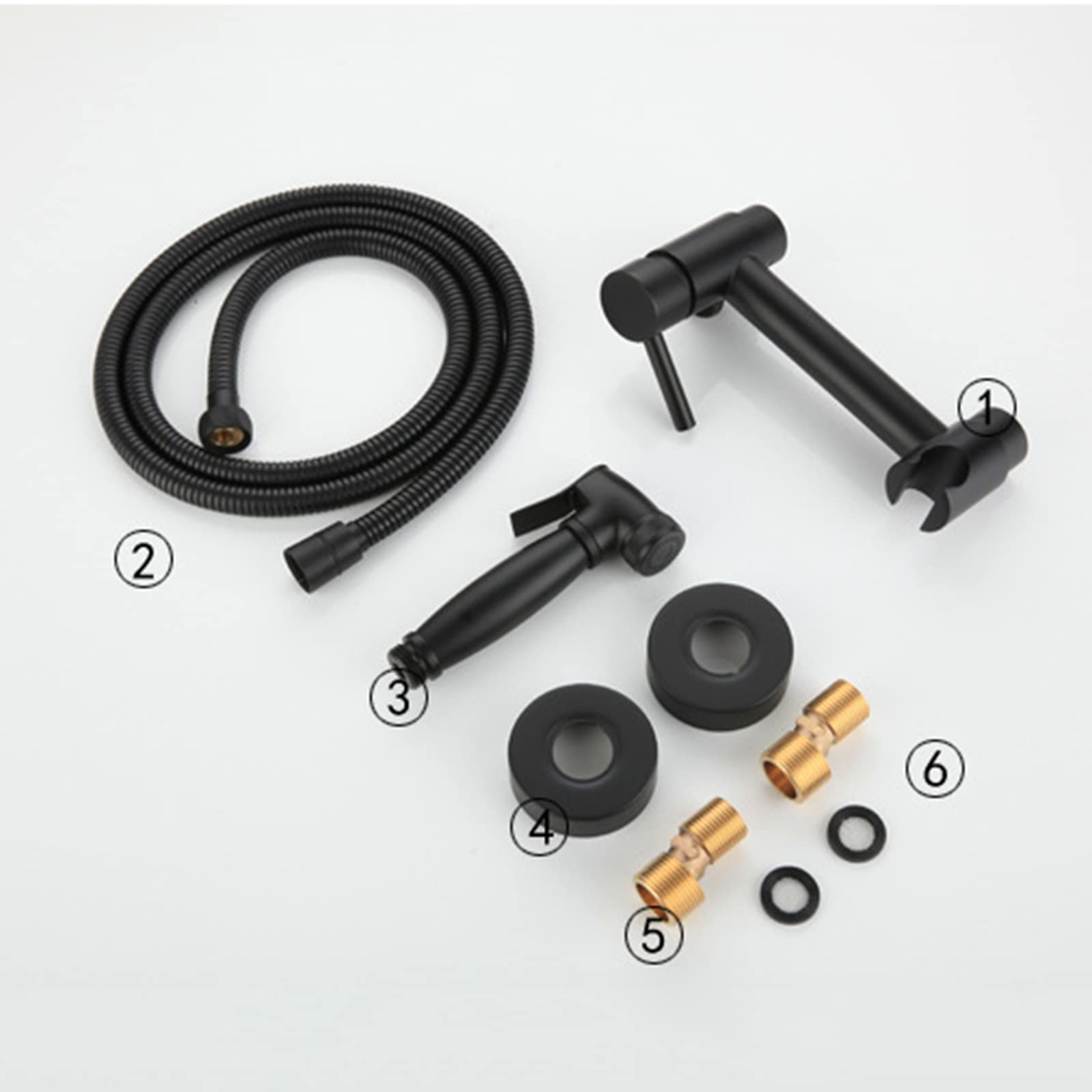 Bidet Handbrause Toilette Bidet Armaturen Set Schwarz Wandhalterung Bidet Sprühaufsatz Heiß und Kalt Einstellbar Toilette Bad Bidet, Brauseschlauch
