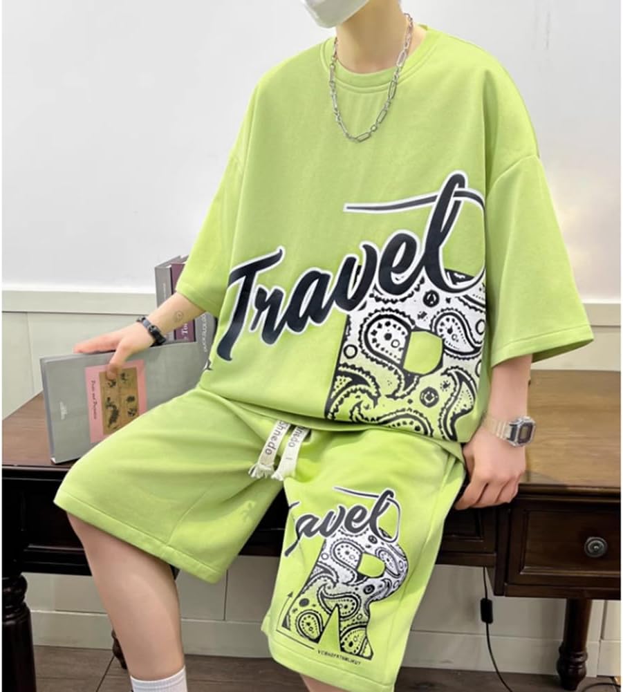 [ANGELCITY] セットアップ メンズ スウェット 上下セット 夏服 半袖 Tシャツ ショットパンツ 2点セット 部屋着 ルー