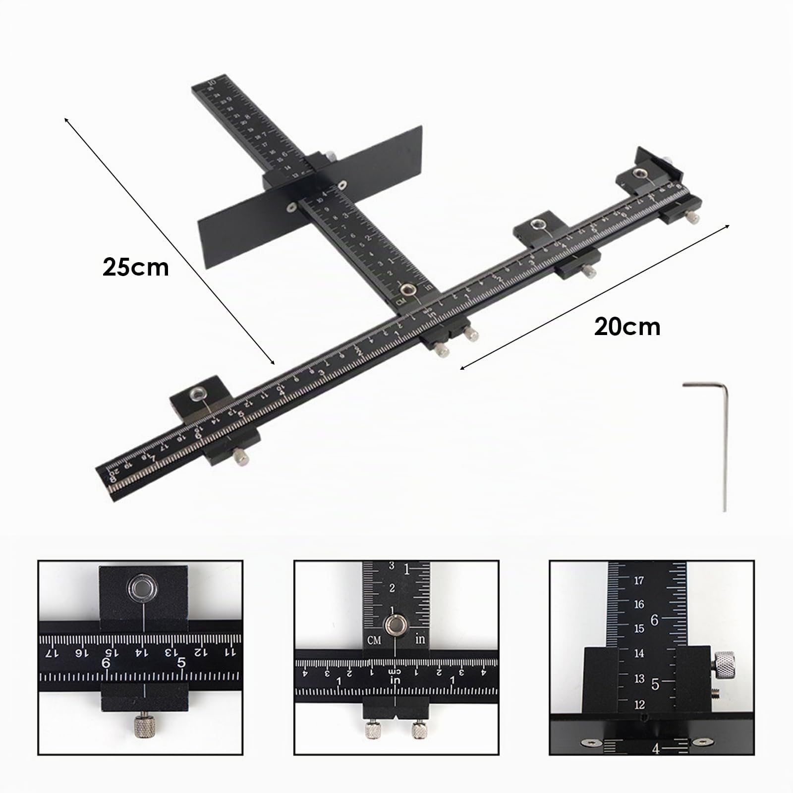 Plantilla de Taladro, Guia para Carpinteria, Posicionador Puertas de Cocina, Herramienta para Manijas, Plantilla de Aluminio de Precisión, para Manijas, Bisagras, Gabinetes, Cajones