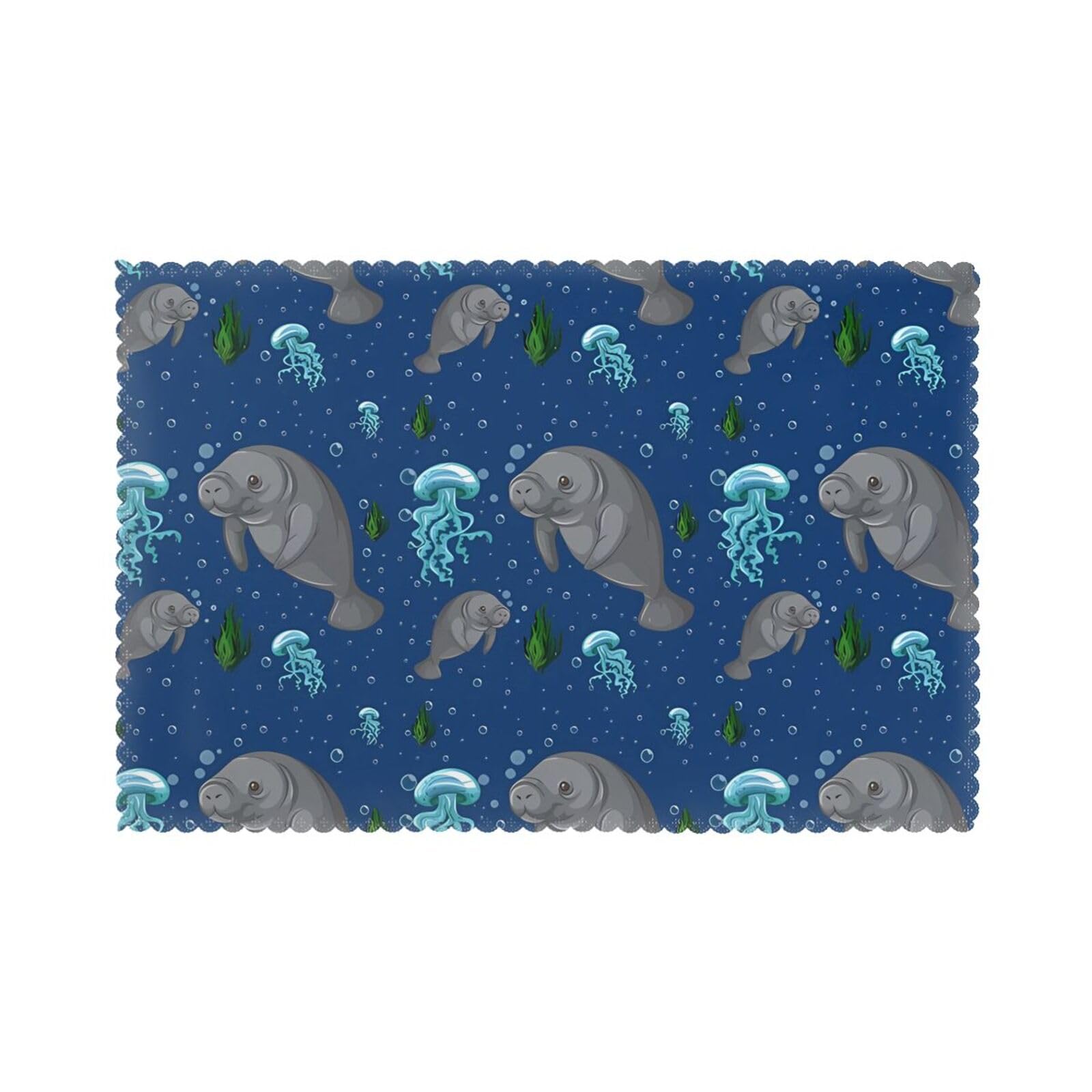 YYHHAOFA Manatee Prints Placemats Set of 6 12x18in – Create Cozy Table Settings for Everyday Moments & Special Gatherings