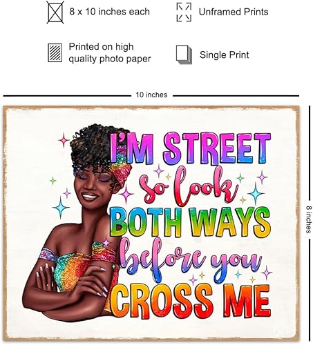 Miniatura 2 de funny Sayings African American Art - funny Quotes Wall Decor for Black Girl, Woman - Wall Art for Women, Bedroom, Bathroom, Living Room - Black