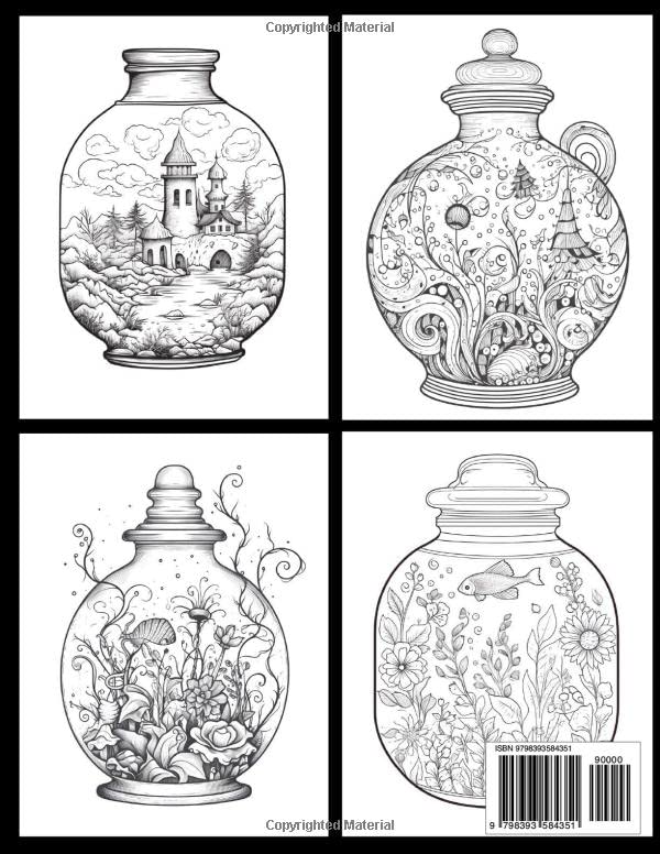 Miniatura 2 de 101 Magic Jars Coloring Book Mindfulness Coloring Gift with Stress Relieving Coloring Pages Featuring Relaxing Landscapes, Mindful Flowers, and