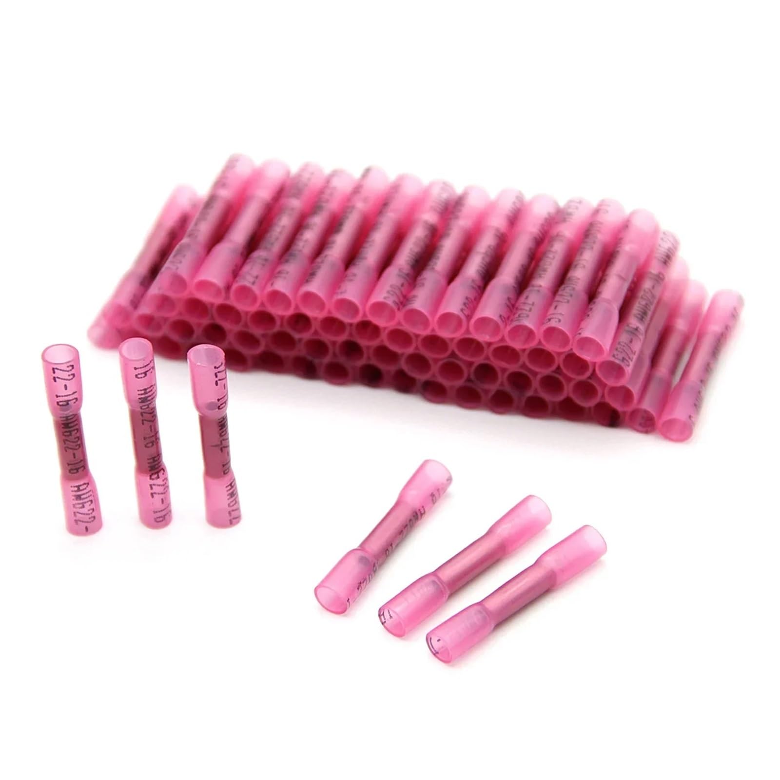 1000 Conectores termorretráctiles Rojos con Aislamiento a Tope for empalmes eléctricos, terminales de crimpado de Cable, AWG 22-18