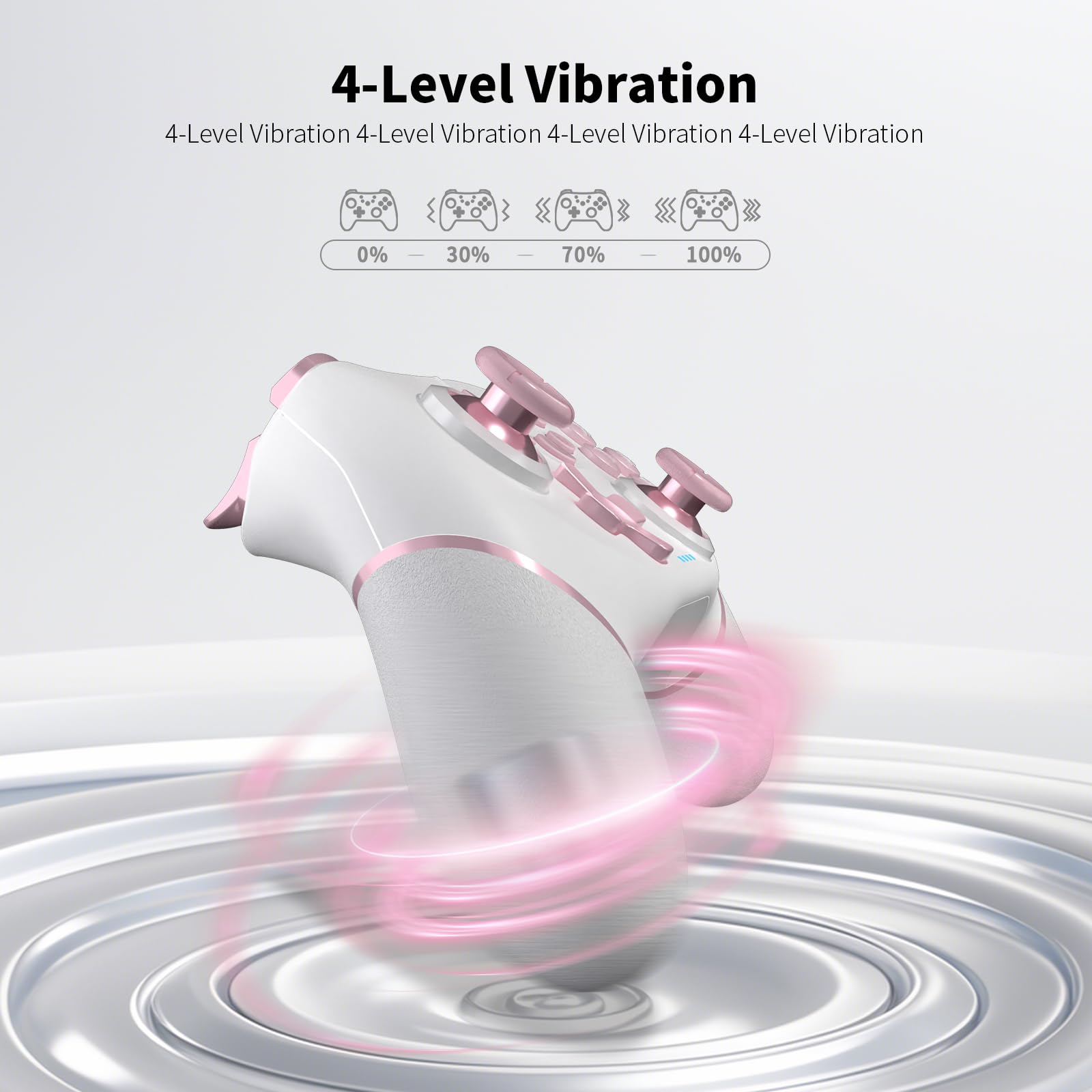 AceGamer 2pcs Mando inalámbrico para Switch 2/Switch/Lite/OLED, Mando para Switch Pro con función de despertador con un botón/vibración/turbo/pantalla(Rosa y Blanco)