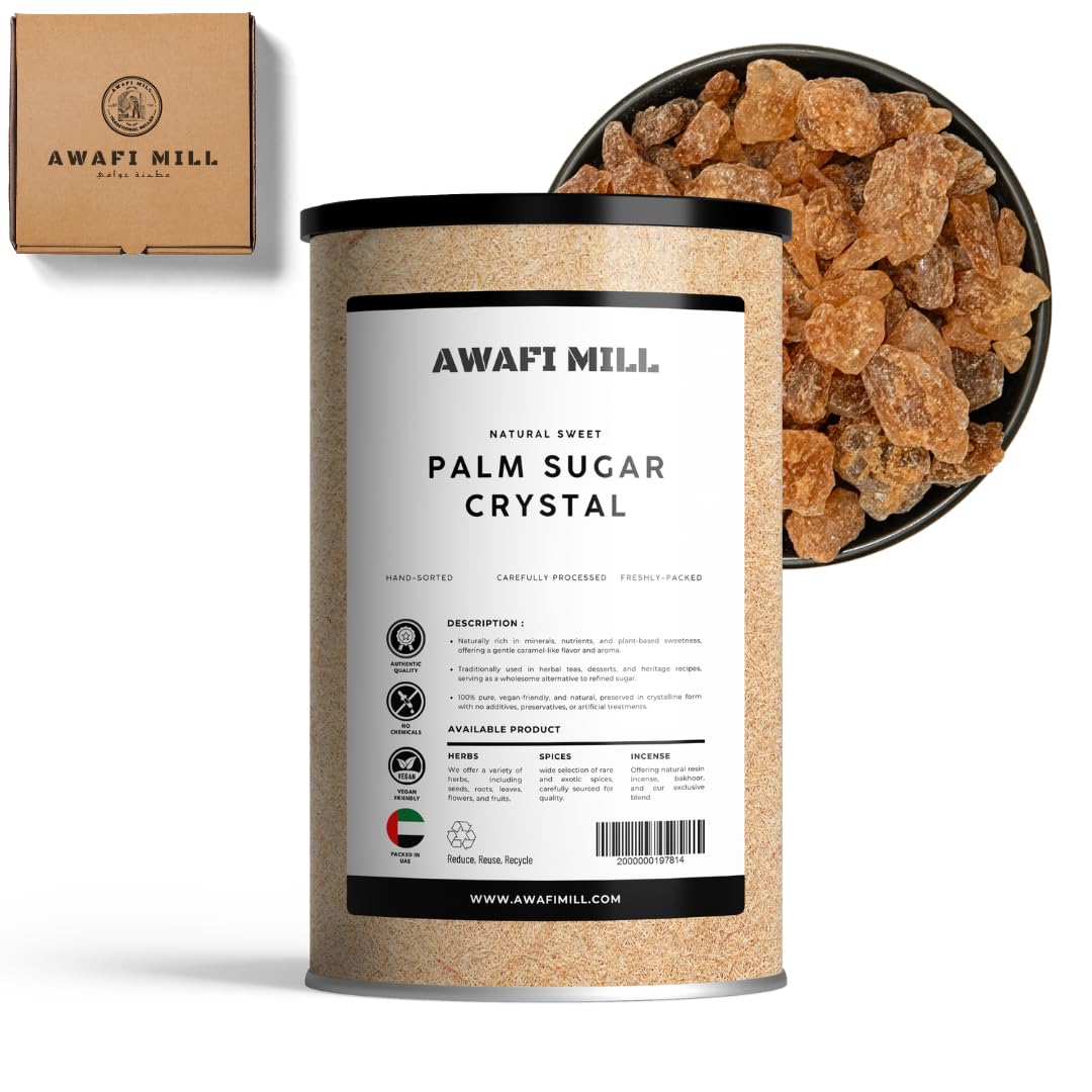 AWAFI MILL Palm Sugar Crystals (Panam Kalkandam) | Traditional Palm Sap Rock Sugar for Kheer, Payasam, Herbal Tea, Chai & Baking | Edible Natural Sweetener - 250 g | 9 Oz
