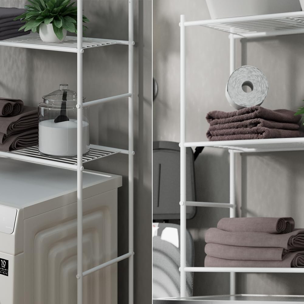 Vicco Étagère pour Machine à Laver Miso, Blanc, 66x162cm | pour le rangement de lessive et d’accessoires de salle de bain