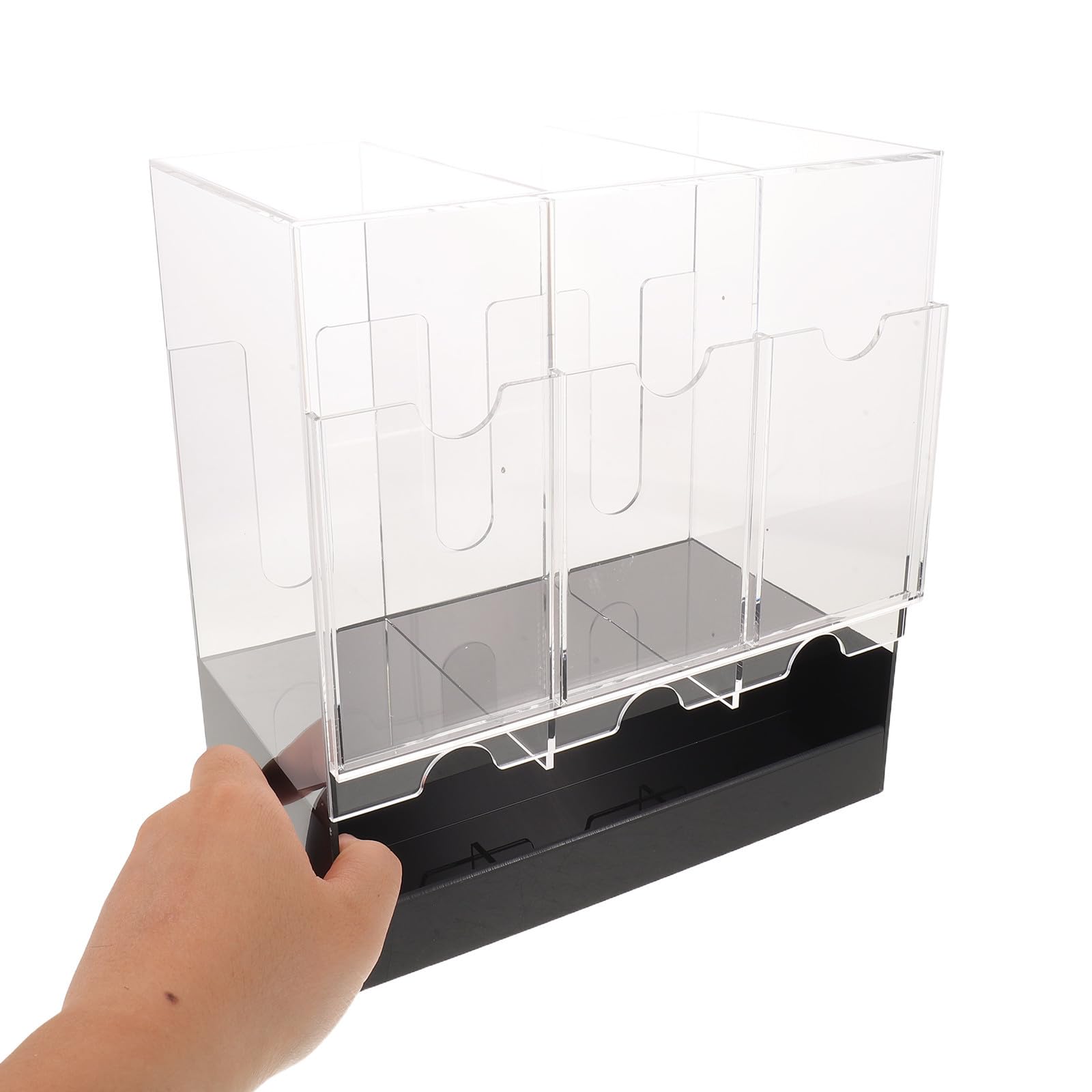 Caja de Exhibición para Paquetes con 3 Compartimentos, Acrílico Transparente Mate de 24x22x13cm, Mejora Reconocimiento y Reduce Reflejos para Tiendas y Mostradores