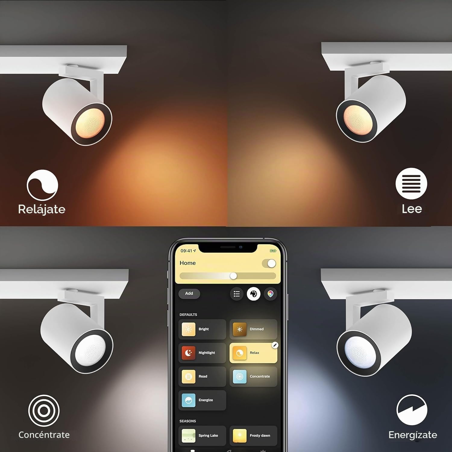 Philips Hue - Lámpara LED inteligente Philips Hue Argenta, 5.7W-350 lúmens, Luz Blanca y de Colores, Compatible con Alexa y Google Home, 2 Focos LED, Blanco