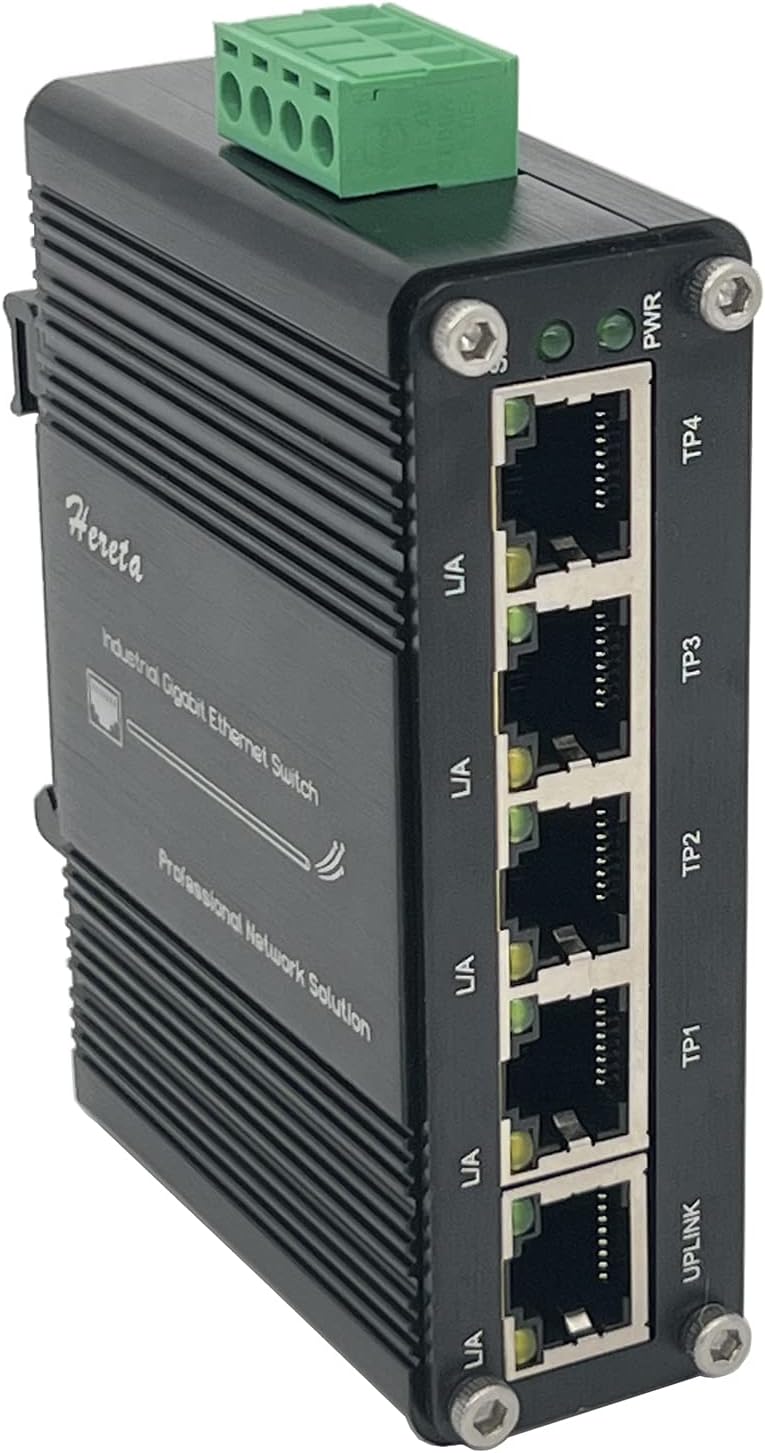 Mini Industrial 5-Port Gigabit Ethernet Switch 10/100Mbps half/full duplex and 1000Mbps full duplex