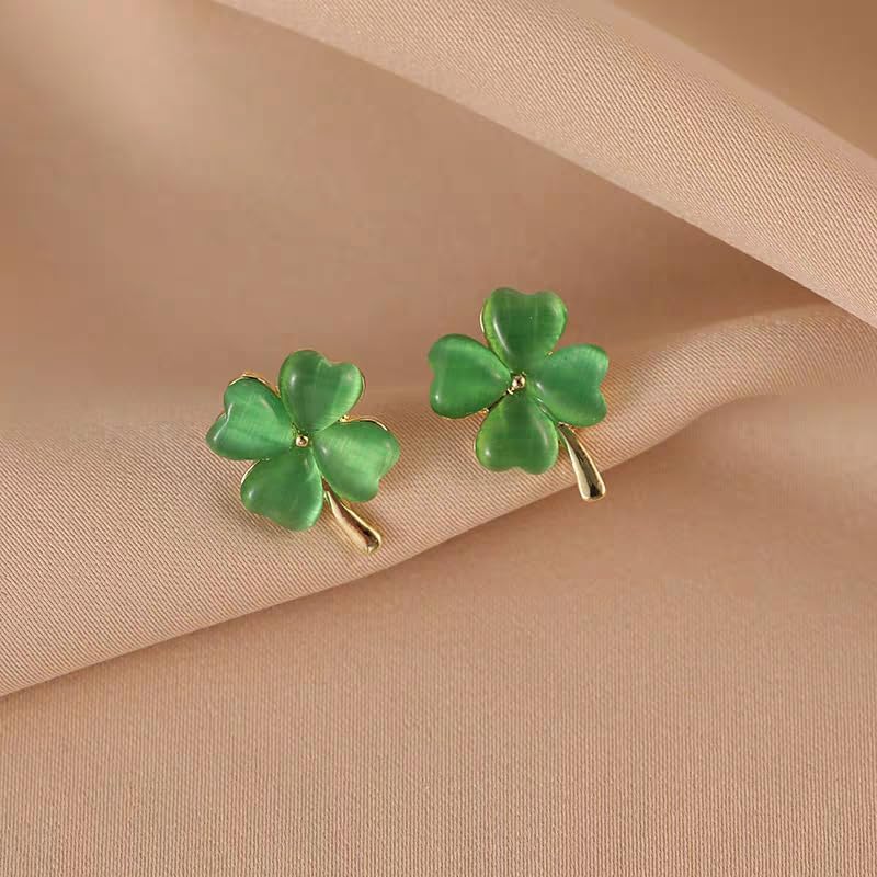 St Patricks Day Earrings for Women,Shamrock Earrings St Patricks Day Accessories for Women,Trendy Statement Four Leaf Clover Shamrock Earrings Stud Holiday Gift - Image 4