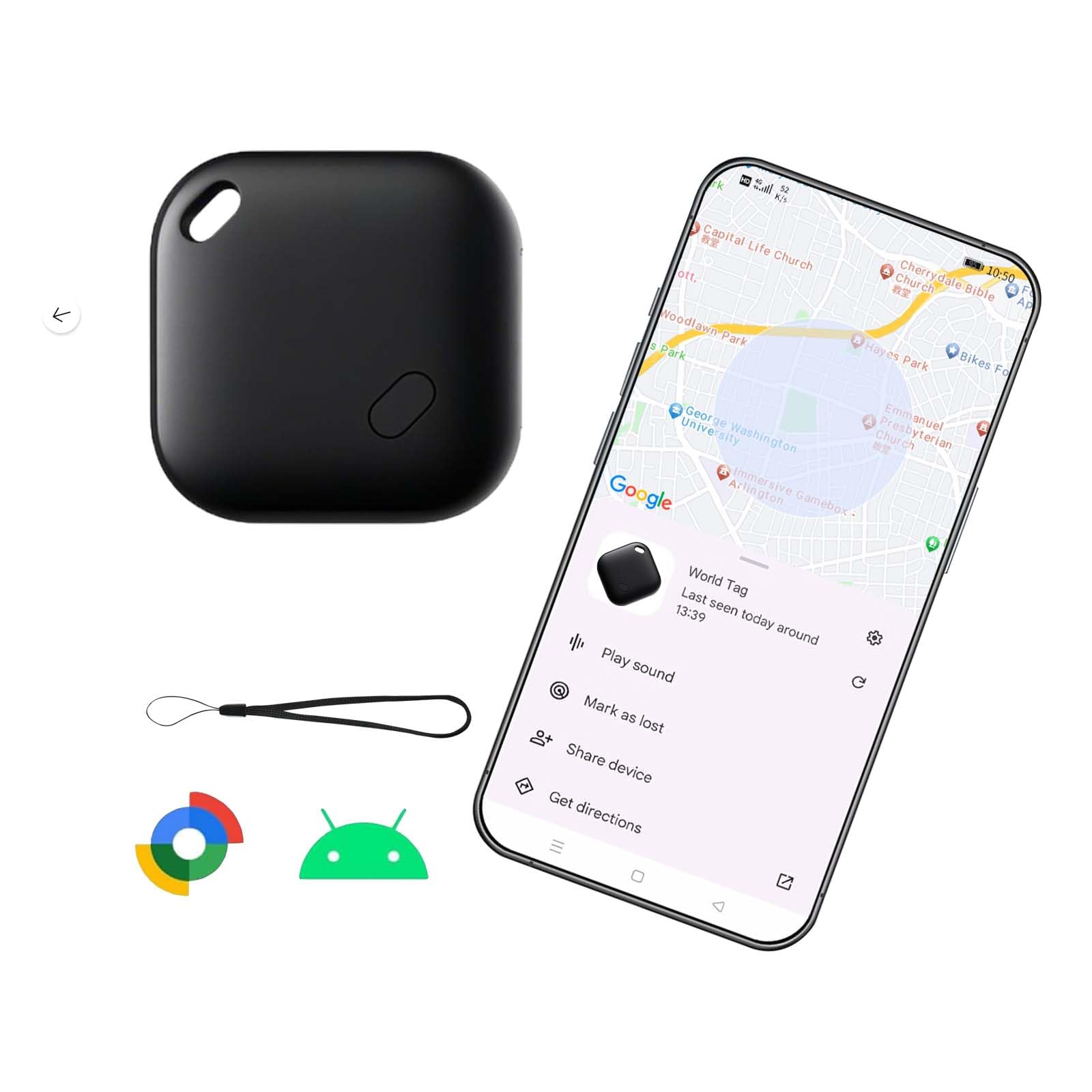 Air Tag for Android 1 Pack,Google Certified Android Tracker Tags,Smart Tags for Android for Google Find My Device(Find Hub) App Key Finder/Luggage Tracker/Item Locator for Wallet,Bag-Black