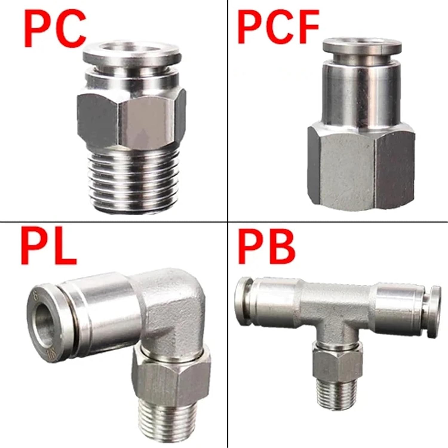 304 Pneumatic Hose Fitting PCF Air Tube Connector 1/8 1/4 3/8 Quick Release Pipe Fittings 1Pcs(4-02 (4mm-1l4))