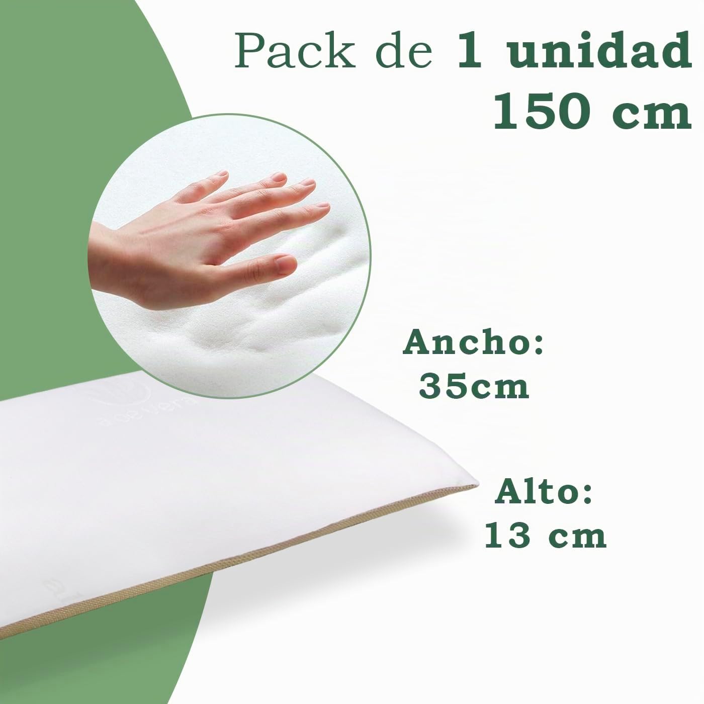 Aitsse- Almohada viscoelástica Aloe Vera Fresh 3D (150 cm) | Doble Cara Invierno y Verano. Termorreguladora, Transpirable, Funda Desenfundadle. Máximo Confort para el Descanso