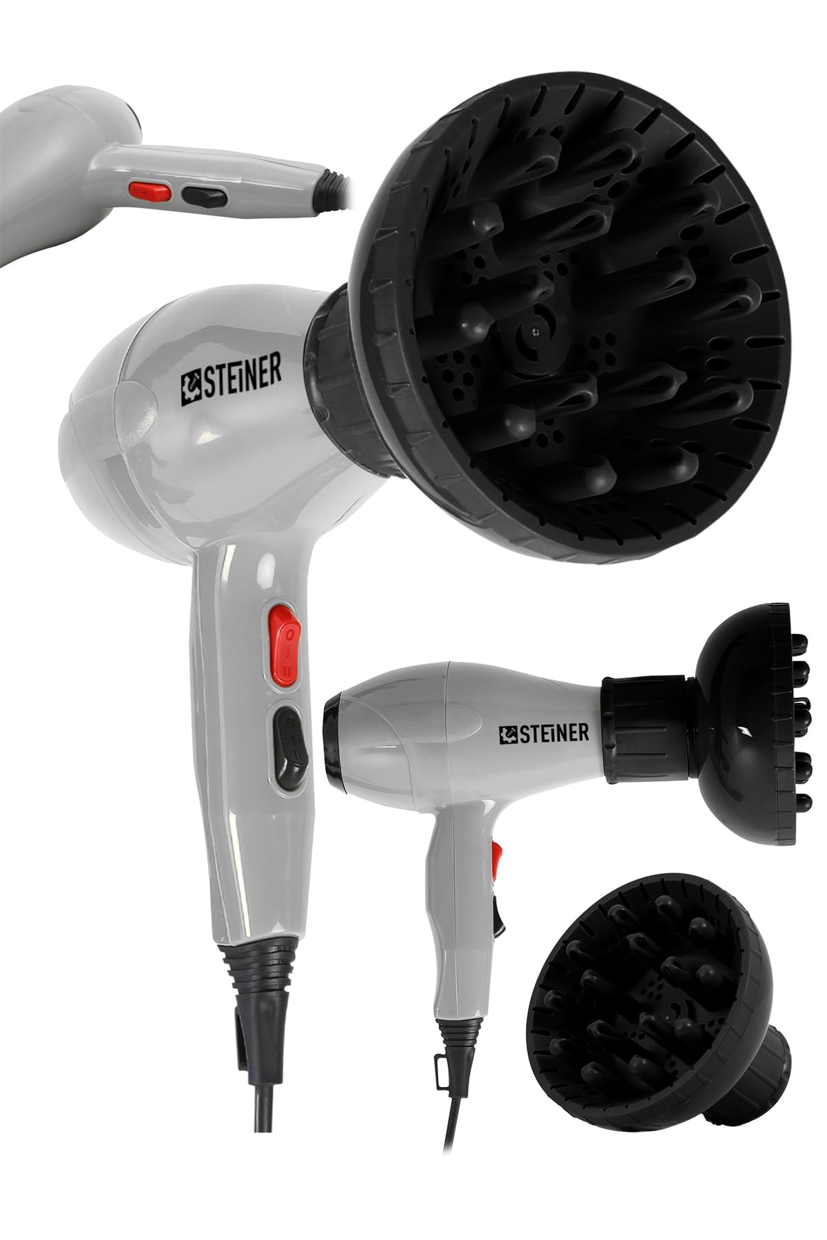Steiner Alman 3400 Watt Ac Motor Saç Kurutma Makinesi Professional Fön Makinesi + Difüzör + 2 Adet Başlık