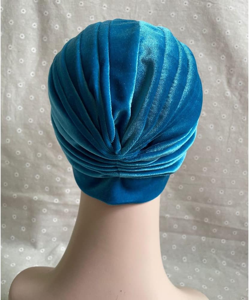 beauty YFJH Pleated Stretch Ruffle Women's Velvet Chemo Turban Hat Wrap Cover - Image 4