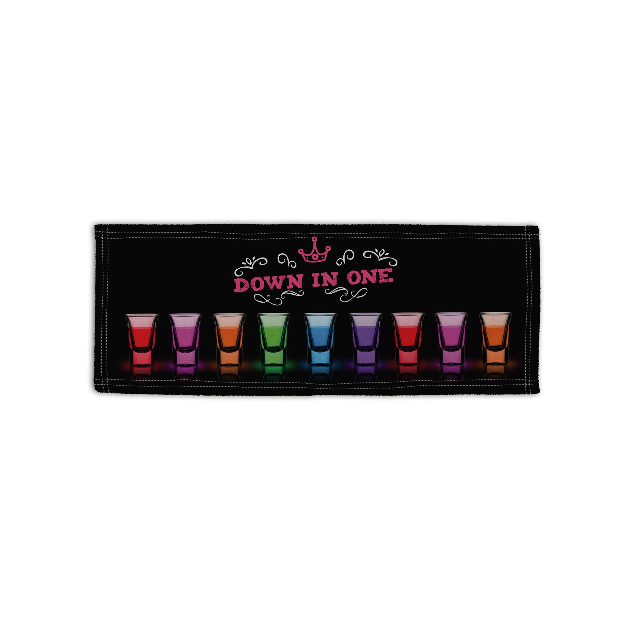 BRITISH MADE GIFTS Multicoloured Shot Glasses Down In One Design Microfibre Bar Towel Gin Bar Pub Beer Mat