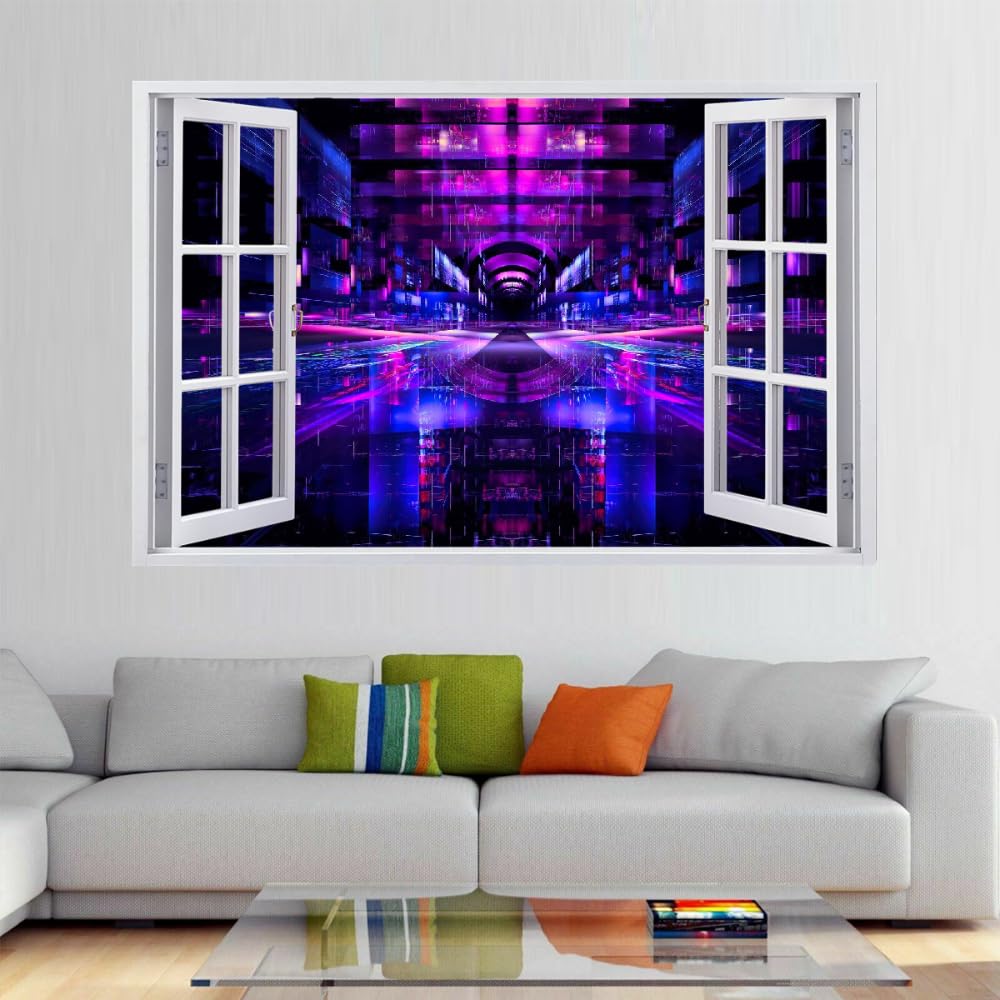 3D Wandtattoo Wanddurchbruch Wandaufkleber, Raumstation Wandsticker Wanddeko Wandbilder, Zukunftslandschaft Wandaufkleber Für Wohnzimmer Schlafzimmer Badezimmer Flur Küche Möbel Aufkleber