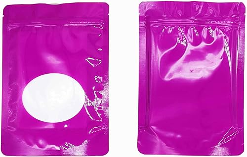 Bolsa de doble cara de color matebrillante con ventana redonda transparente (100 bolsaspaquete) (6.3 x 8.7 pulgadas, morado brillante)