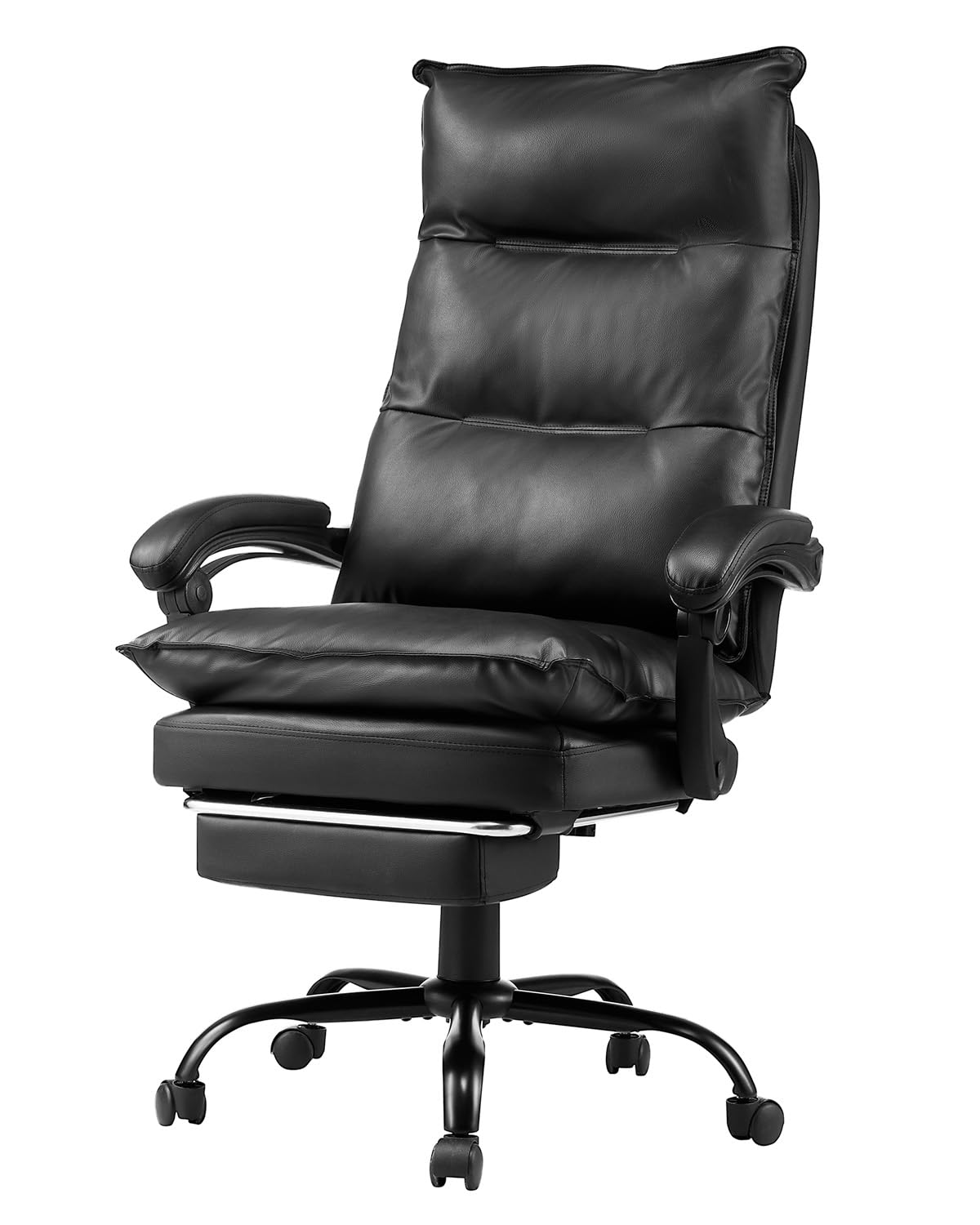 VEVOR Executive Office Chair with Footrest, 400lb Capacity Office Chair with Lumbar Pillow, Heavy Duty Ergonomic Chair, Height Adjustable PU Leather Reclining Home Office Desk Chairs