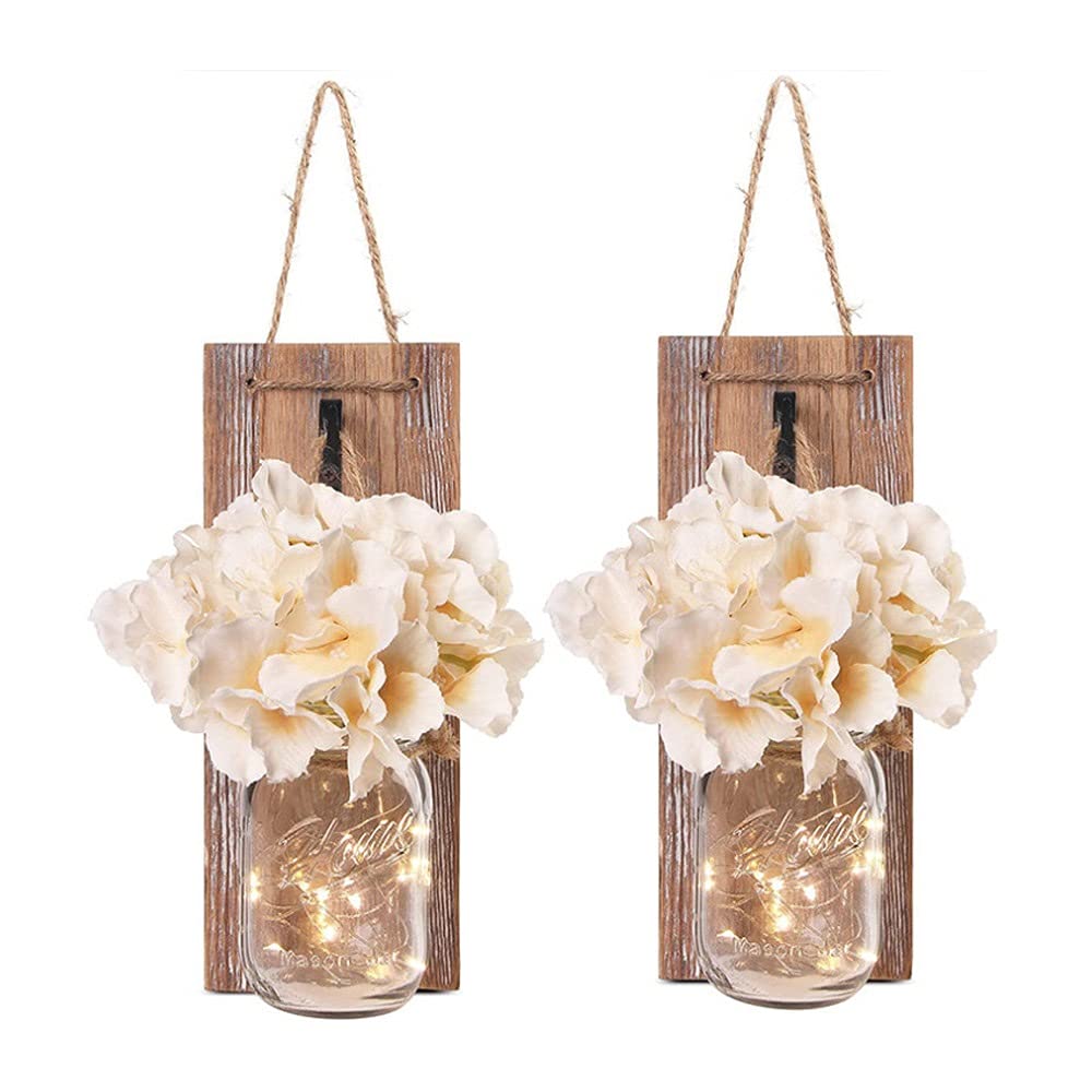 hair clips Mason Jar Wall Sconce Rustic Wall Sconces Lights with Led Fairy Jar Lights Decor Hanging Mason Jar Lamp Lighting for Farmhouse Kitchen Decorations Wall