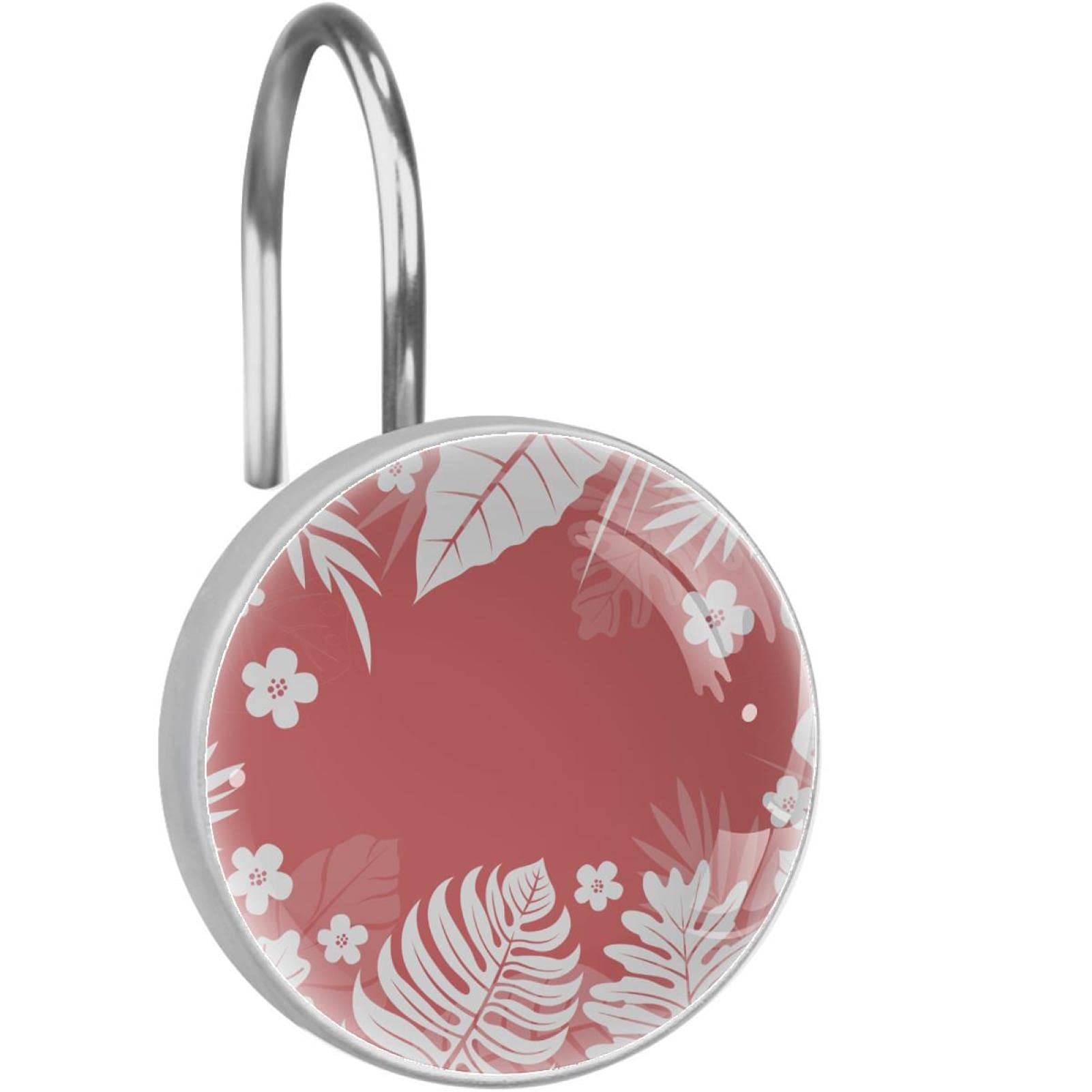 Crochets de rideau de douche acier inoxydable anneaux roses blancs