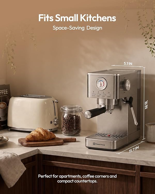 Maestri House Slim Espresso Machine with Milk Frother, 20 Bar Italian Pump by Maestri House - Used condition - Image 5