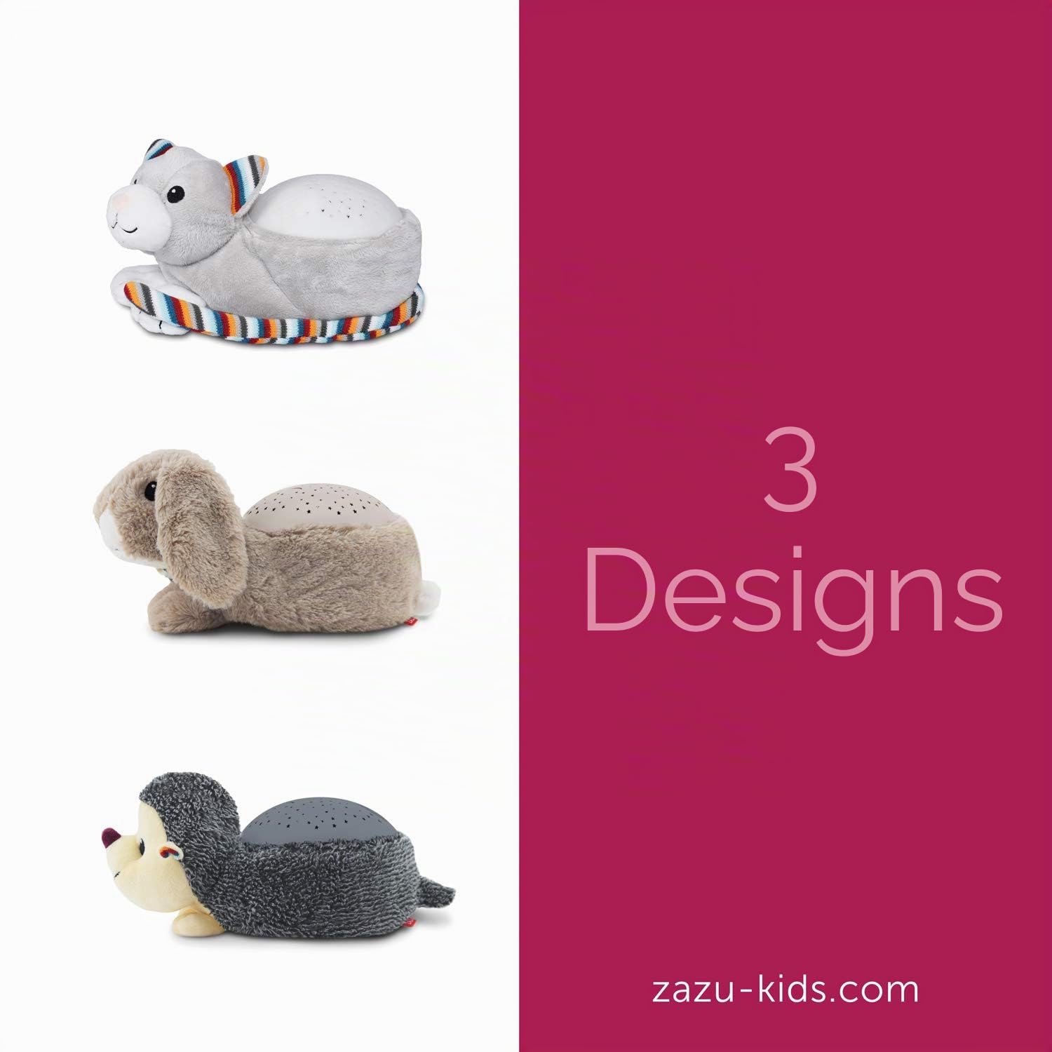 ZAZU Kiki The Kitten Projektor - Baby Lichtprojektor mit beruhigenden Melodien (Herzschlag-Sound, Naturgeräusche oder Lounge-Musik) | Schrei-Sensor | Automatische Abschaltung | waschbar