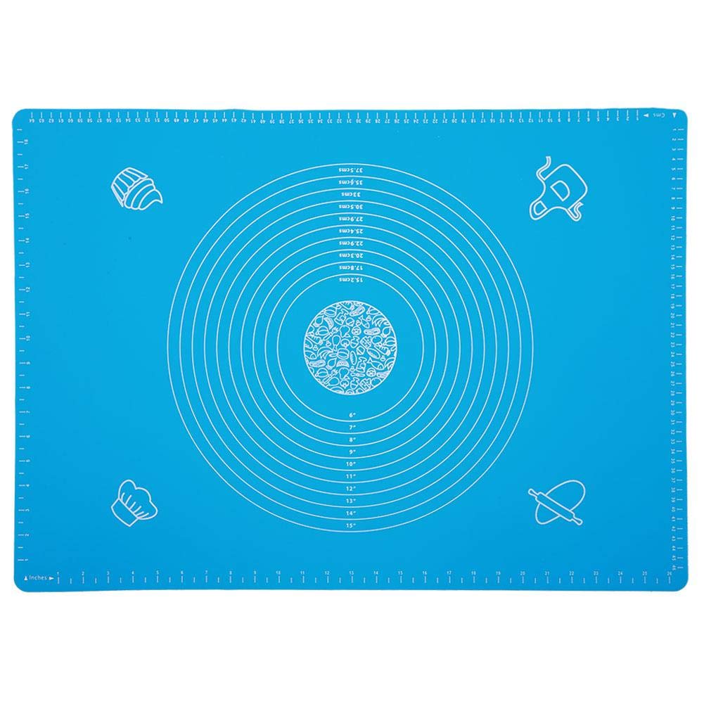 Ichiias Dough Mat Silicone Non-Stick Rolling Kneading Pad with Scales Kitchen Baking Accessories(Blue)