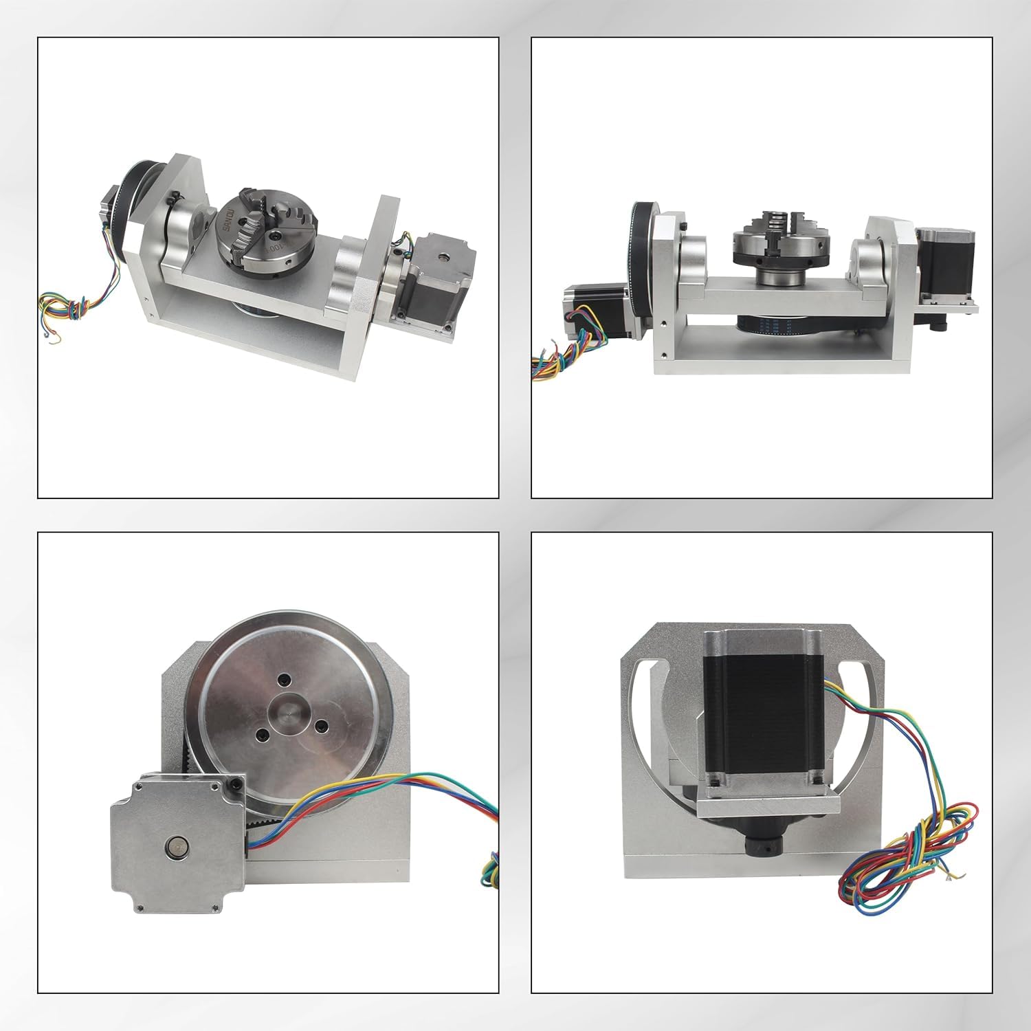 Fresatrice CNC a 5 assi con mandrino a 3 ganasce da 100 mm, testa divisoria per indicizzazione asse C asse A per instradamento e incisione CNC, motore passo Nema23
