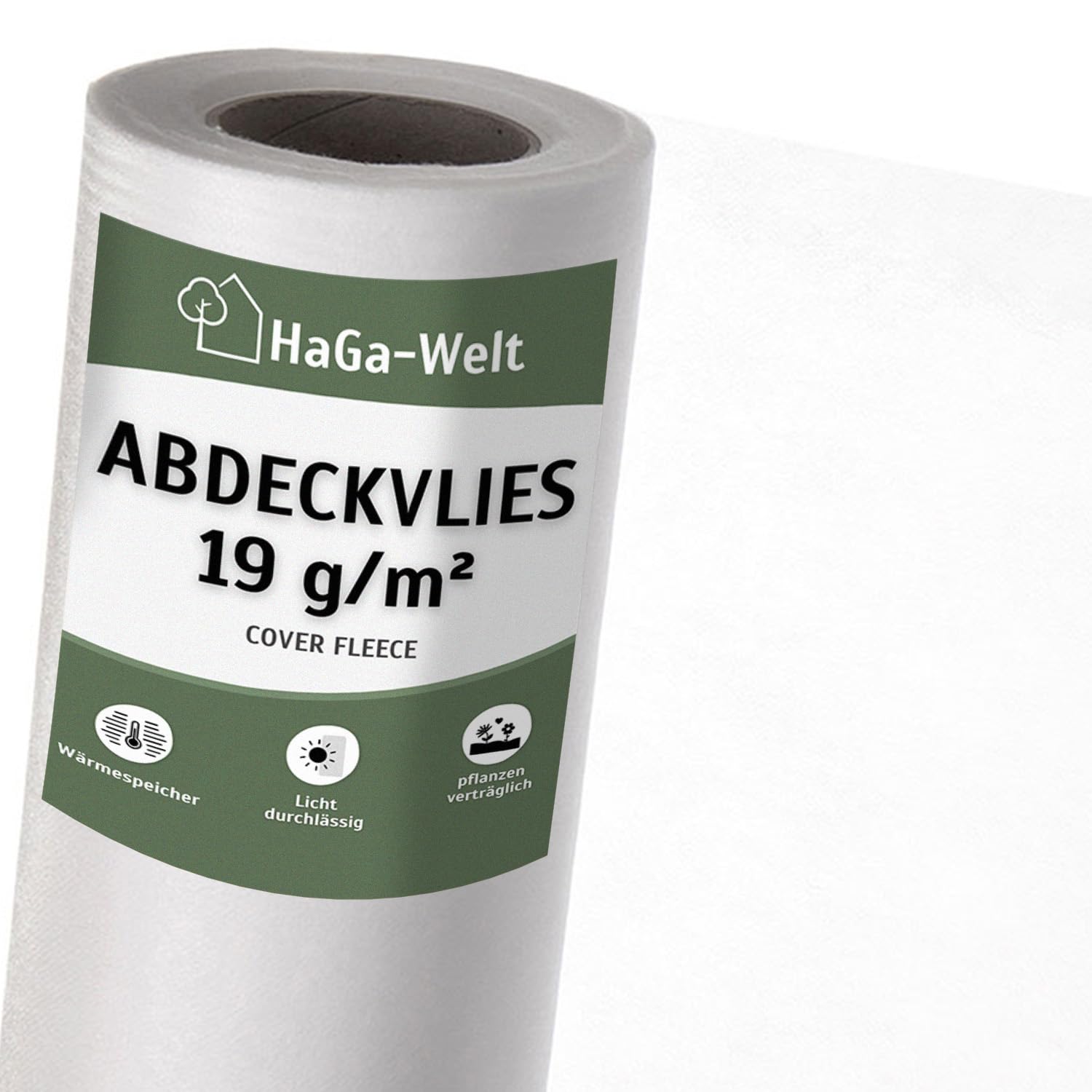 HaGa Abdeckvlies 19g/m² in 1,6m x 100m - Frostschutzvlies für Pflanzen - atmungsaktives Frühbeet Vlies - Für Abdeckungen von Hochbeeten