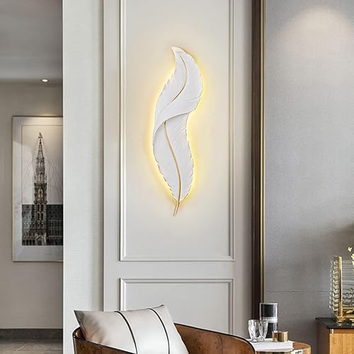 Miniatura 5 de Lámpara de pared moderna LED regulable para montaje en pared, diseño de plumas elegante, color blanco, 3000k-6000k, lámpara de pared LED para