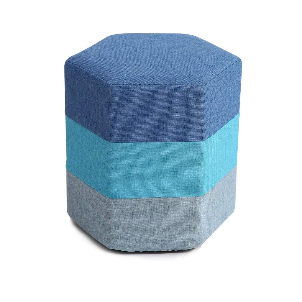 Banc à chaussures en tissu de lin bleu : tabouret bas créatif ménage
