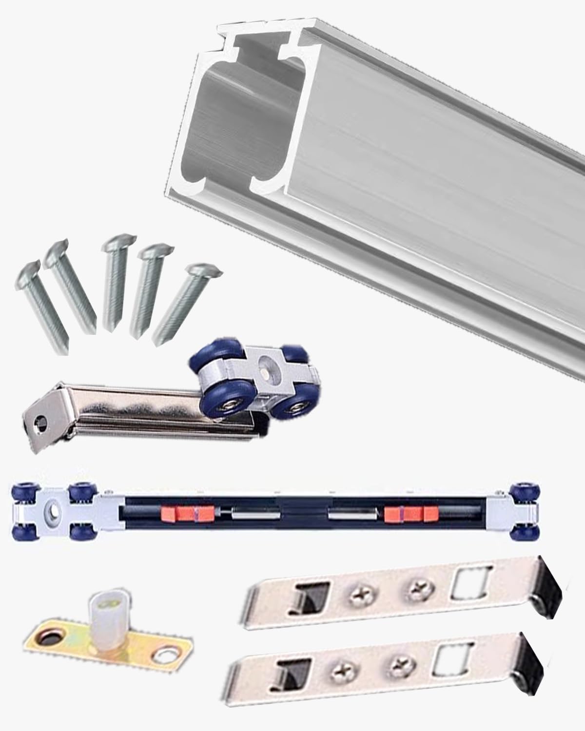 Sliding Door Kit Soft Close Door Hardware for Barn Door/Pocket Door, Exterior Hidden Sliding Door Kit for Cabinet/Bypass Door, Heavy Duty Garage Door Hardware Set(42in/106.7cm)