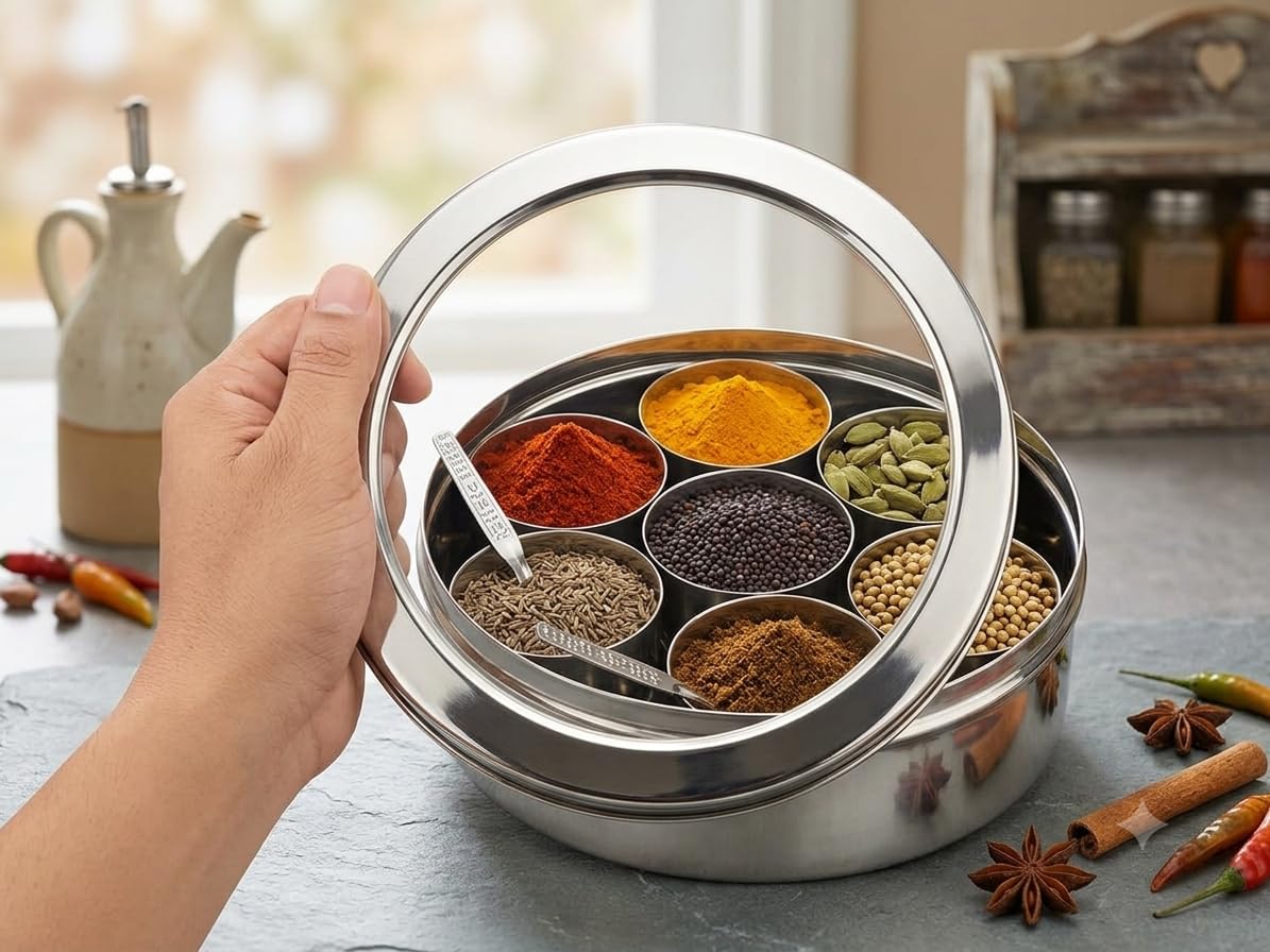Amazon.com: MARU Colored Spice Box Stainless Steel Small | Masala