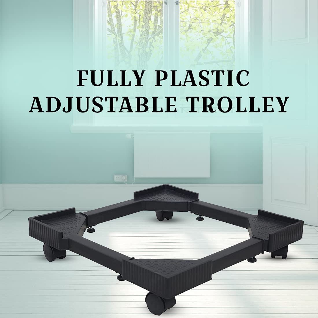 Adjustable Plastic Appliance Trolley – 17–24 Inch Base, Heavy Duty 360° Wheel Stand for Top Load Washing Machines up to 6.5 KG, Single Door Refrigerators Dishwashers, 210 KG Capacity-image-49