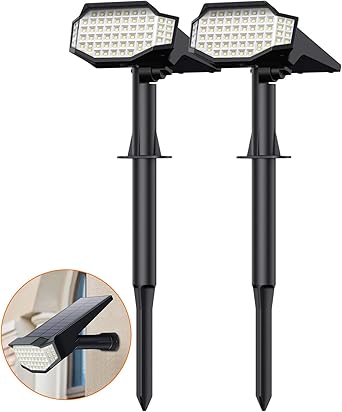 Amazon Co Jp ソーラーライト 屋外 センサーライト ソーラー発電 ガーデンライト 66led高輝度 地面差込と壁掛け両用 明暗センサー 自動点灯 3つ照明モード 角度と高さ調整可能 防水 防犯ライト 玄関 駐車場 車道 歩道 芝生 庭 地震 台風 停電 災害時に適用 庭園灯 2個