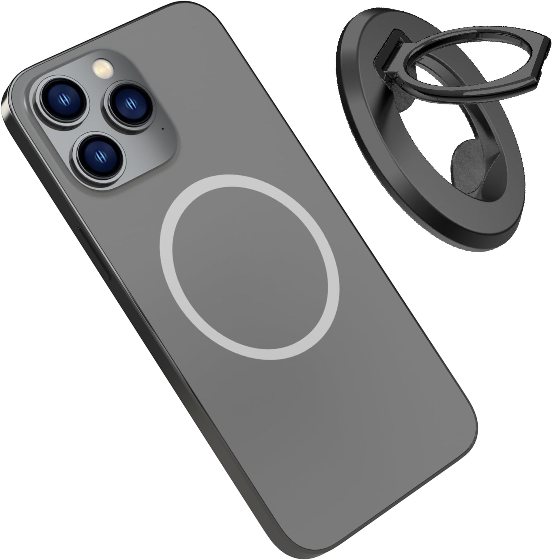 CYBERGUYS Magnetic Phone Ring Holder for MagSafe, Bottle Opener Magnet Finger Ring Grip Stand Holder, Compatible with iPhone 16 15 14 Plus 13 12, Pro, Pro Max, Mini, Mag Safe Accessories, Black