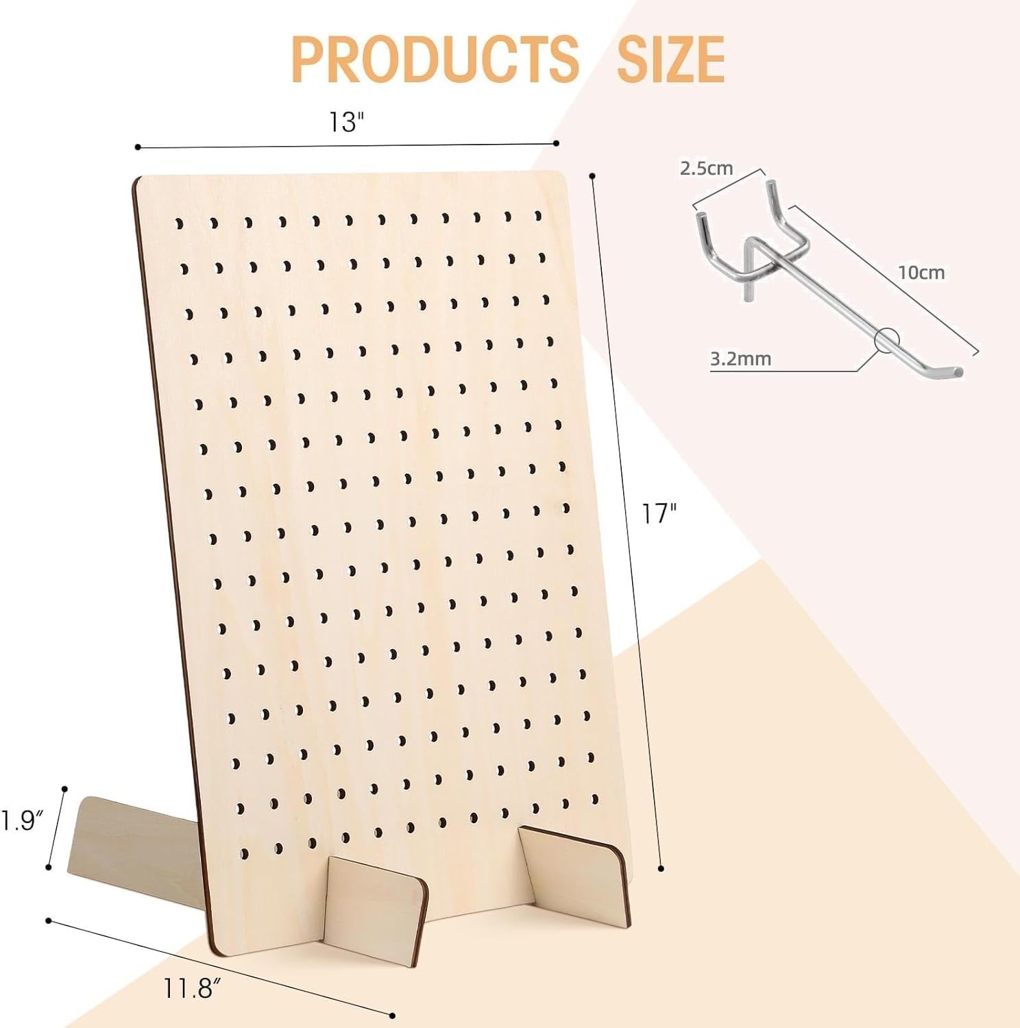 Bamboo's Grocery LoKii 2 Pack Wooden Pegboard Display Stand, Retail Rack, 17 x 13 Inches, with 20 Pcs Hooks