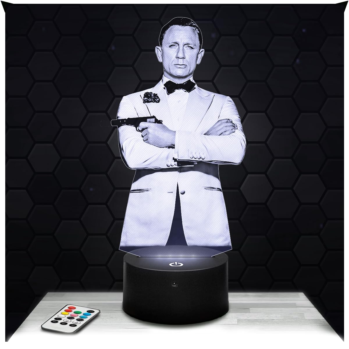Lampephoto.fr - J. Bond 3D Lamp Decoration Collection British Actor Gift Idea for Men and Women J. Bond Nightlight Adult Bedroom Decor, Original Christmas, Gift Idea for Men and Women, Merchandising