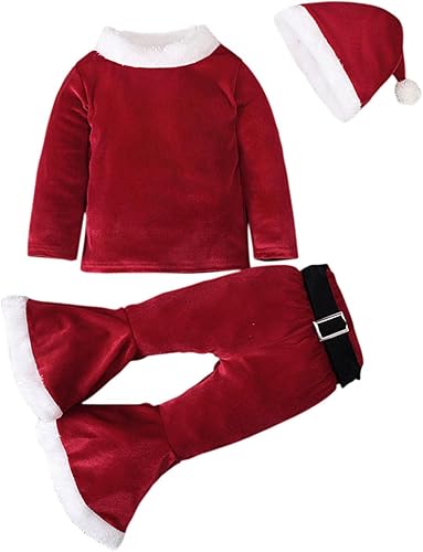 Miniatura 2 de Conjunto de 4 piezas de Navidad para bebés y niñas pequeñas de 1 a 7 años conjunto de fiesta para niños Rojo 1 - 2 años
