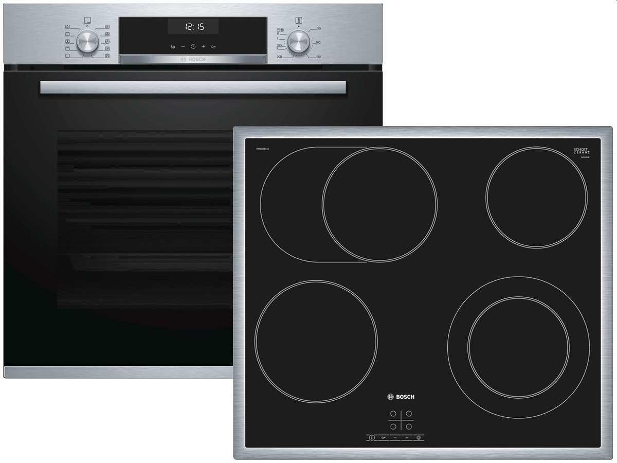 Bosch HBD631CS60 Backofen-Glaskeramik-Kochfeld-Kombination (autark), 59,4 cm breit, EcoClean Direct Reinigungshilfe,AutoPilot 10 10 Automatikprogramme,Bräterzone für großes Kochgeschirr