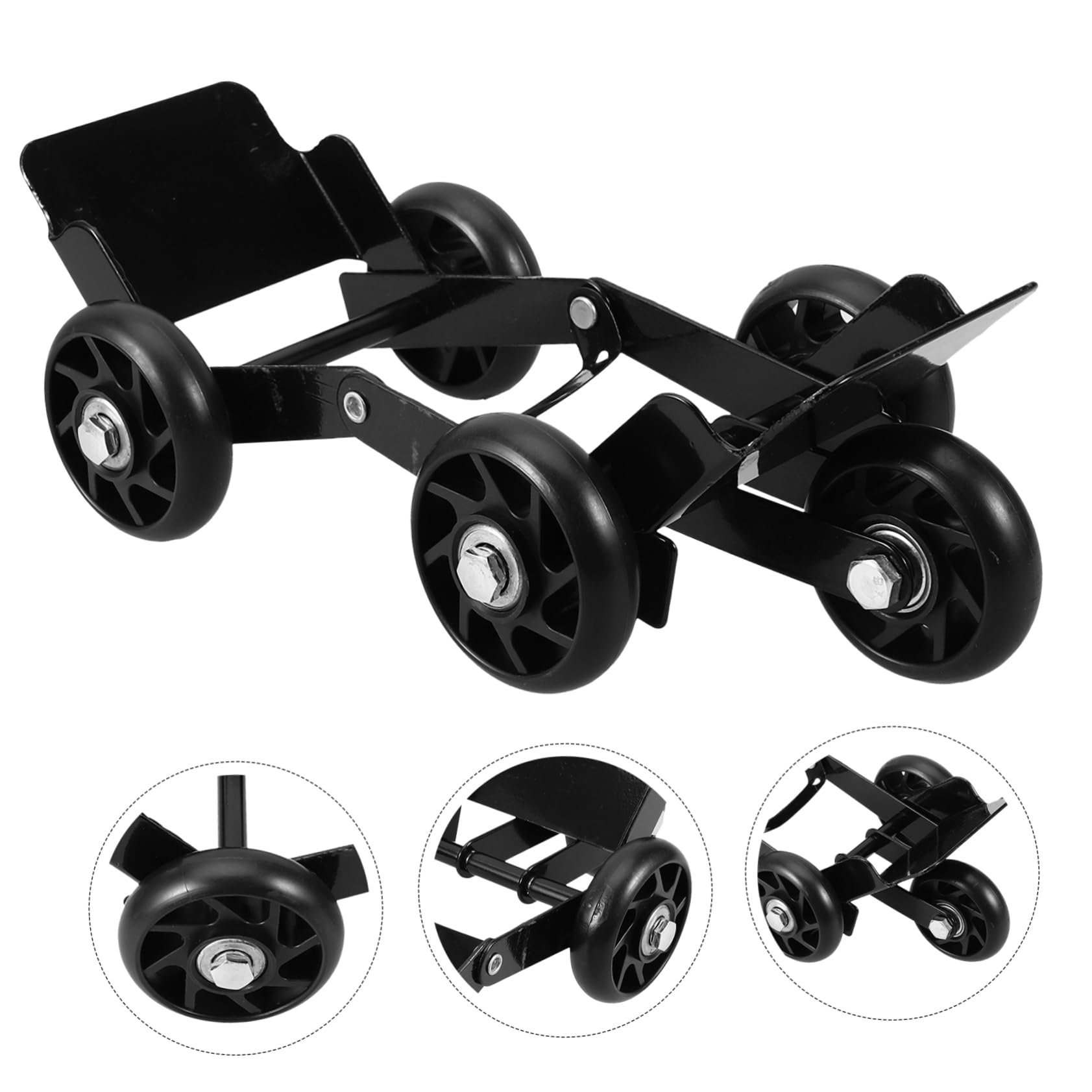 Zerodeko Reifenwalze für Motorrad und Elektro Dreiräder aus Metall und Kunststoff zur Einfachen Bewegung bei Platten Reifen und Schwerer Last in Schwarz
