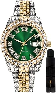 Relógios masculinos hip hop com diamantes brilhantes de quartzo
