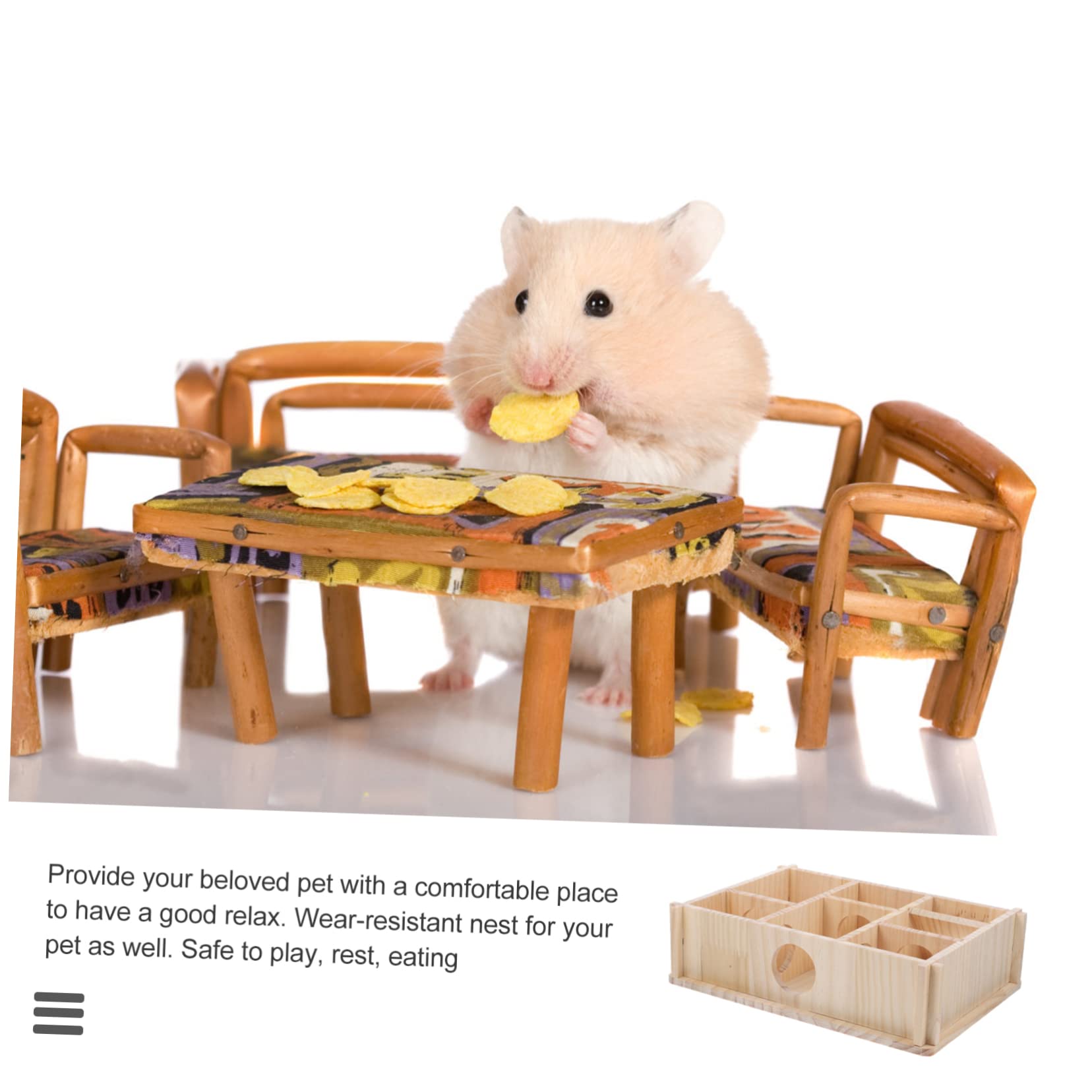 Hamsterspielzeug Holz Labyrinth Versteck mit Mehreren Kammern für Meerschweinchen und Ratten Sicheres Spielhaus und Rückzugsort zum Spielen und Entspannen