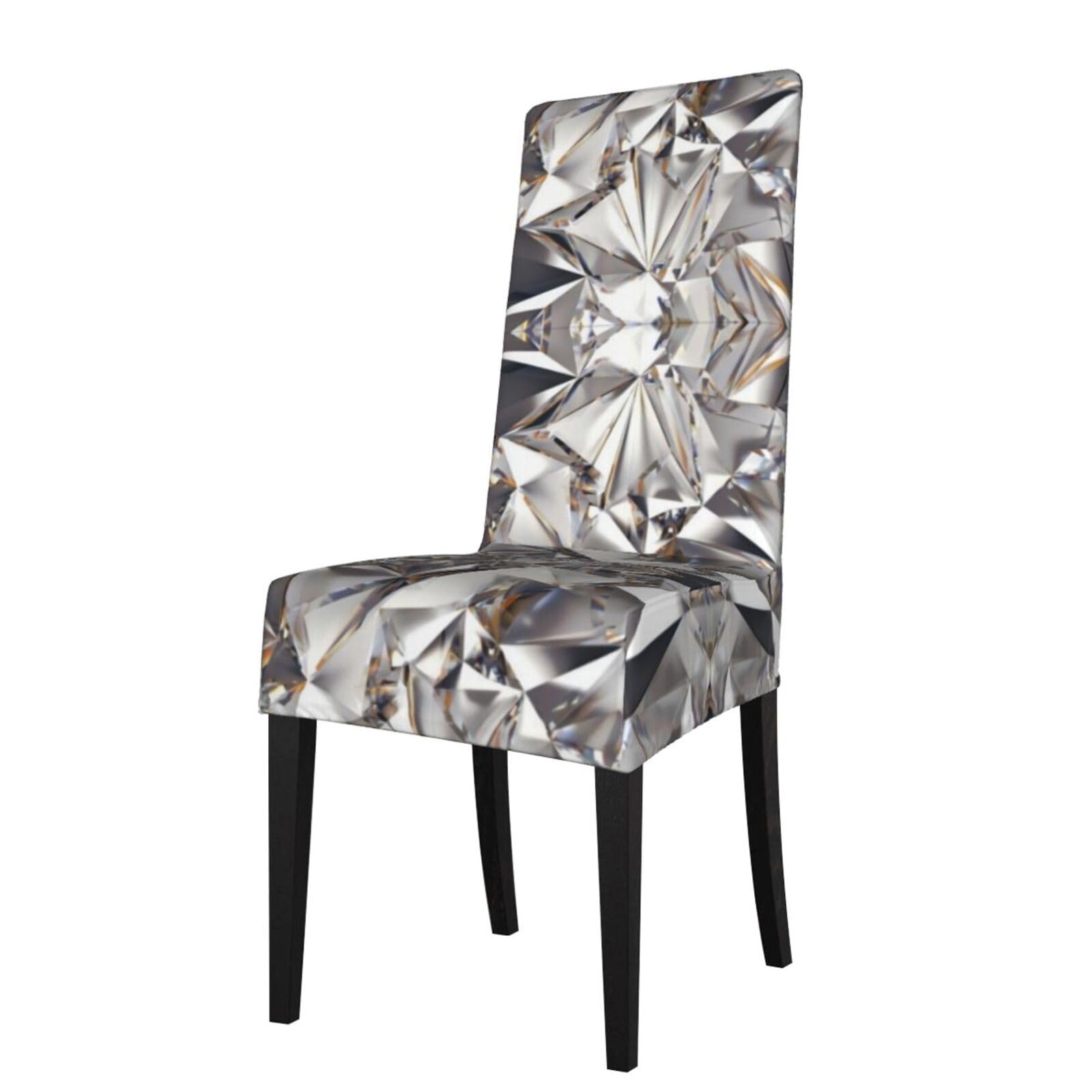 HLSBSSL Glitter Abstract Diamond Crystal Pattern Printed dining chair covers, wrinkle-resistant and iron-free, suitable for hotels, banquets, and conferences