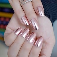 Vista 10 de Coolnail - Uñas postizas a presión de color rosa metálico, estilo ataúd largo, diseño punk, uñas postizas acrílicas reutilizables para mujeres, 24