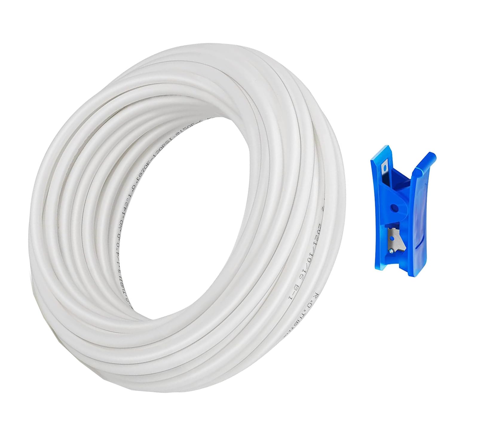 HUAZIZ Manguera para frigorífico, 50 m, color blanco, para frigorífico, filtro de agua, acuario, tubo de entrada de agua de 1/4" (6,35 mm) con cortador de manguera