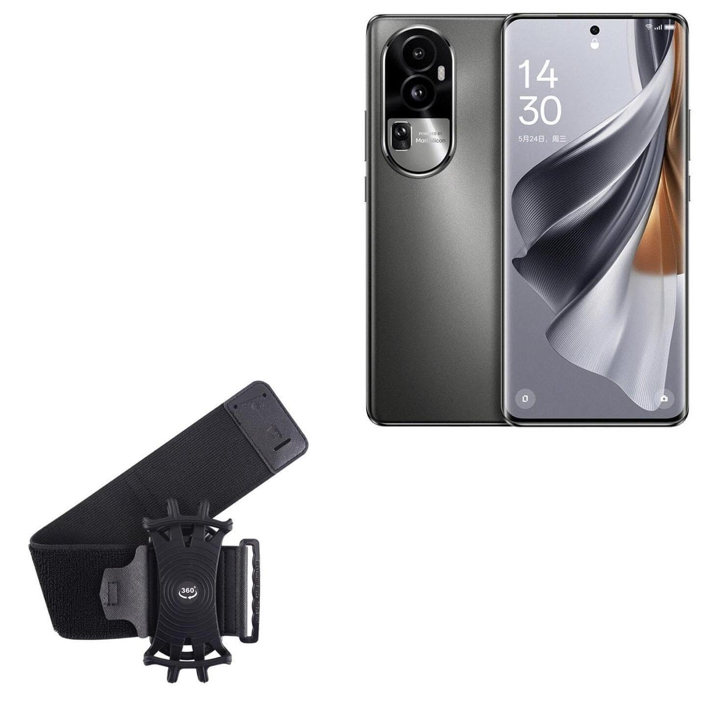 BoxWave Holster Compatible with Oppo Reno10 Pro+ - ActiveStretch Sport Armband, Adjustable Armband for Workout and Running - Jet Black