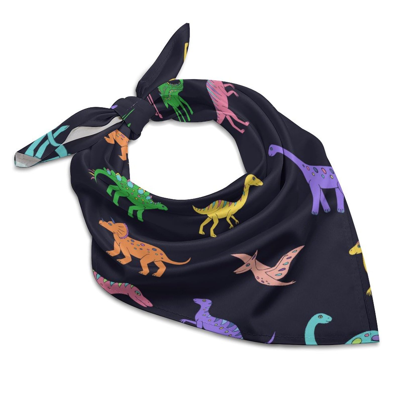 Csemeie Cute Cartoon Dinosaur Pattern Bandana Hair Scarf Headband Adjustable Neckerchief for Men Women Decor