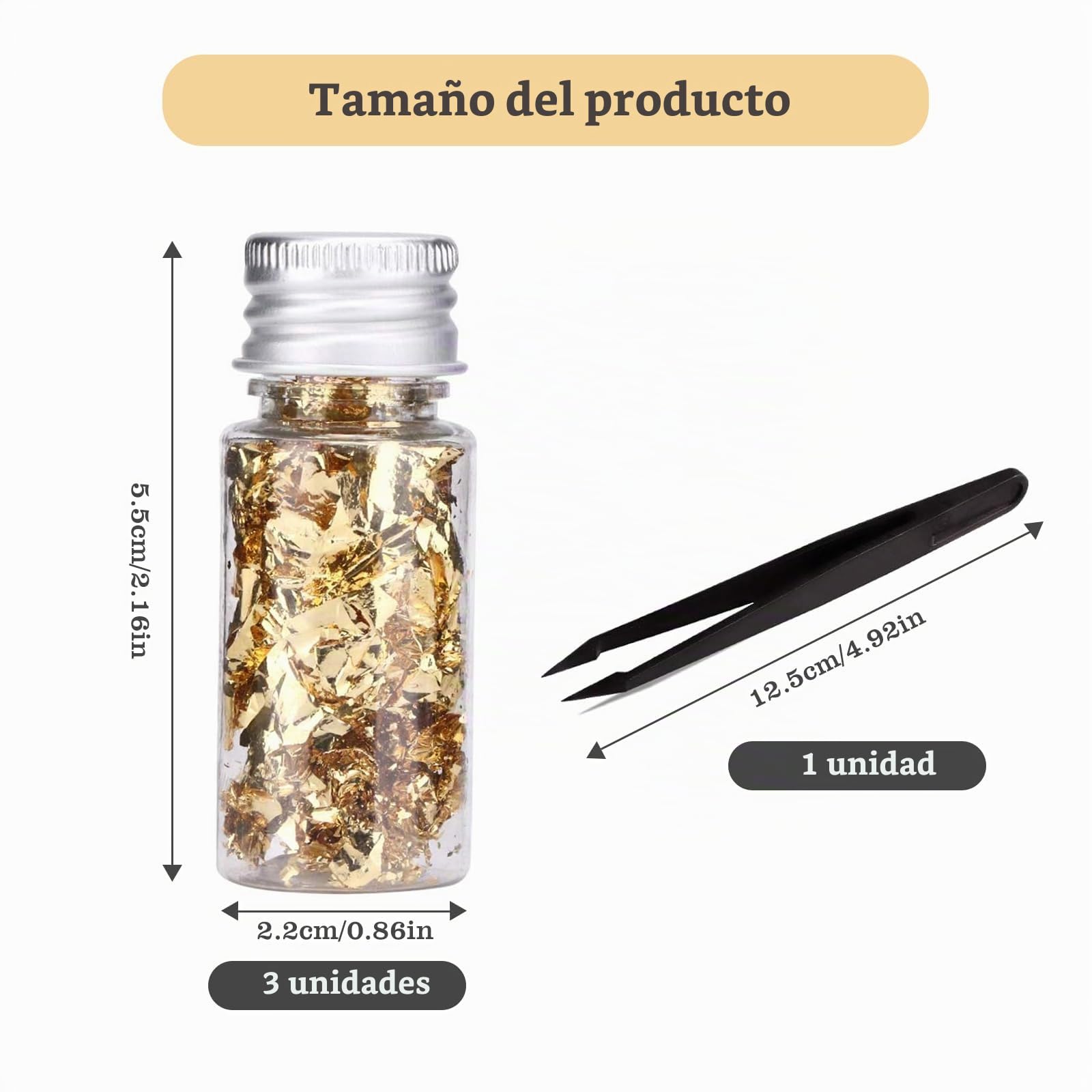 3 Botellas Hojas de Oro Comestibles - Pan Oro para Decorar de Pasteles - Pan Oro Manualidades para Maquillaje - Copos Lámina Oro para Tartas para Decoración Alimentos Pintura Uñas